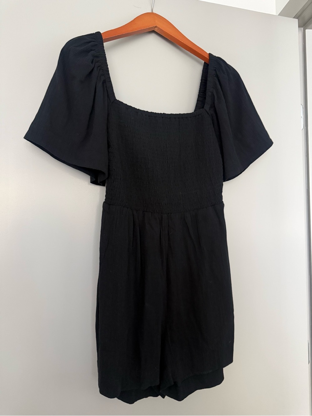 LOFT Black Square-Neck Romper